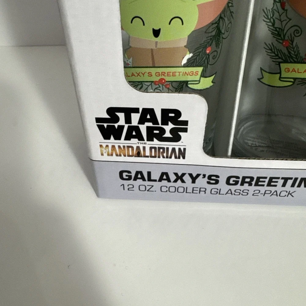 Disney Star Wars the Mandalorian Galaxy's Greetings 12oz Cooler Glass 2-pack‎